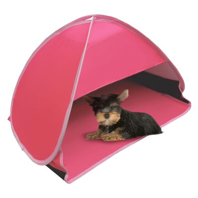HACRAHO Pop Up Beach Sun Shade, 1-Pack Mini Sun Shelter Tent for Anti-UV Windproof Camping Picnic Fishing Bench, Rose Red-Painted Silver, L
