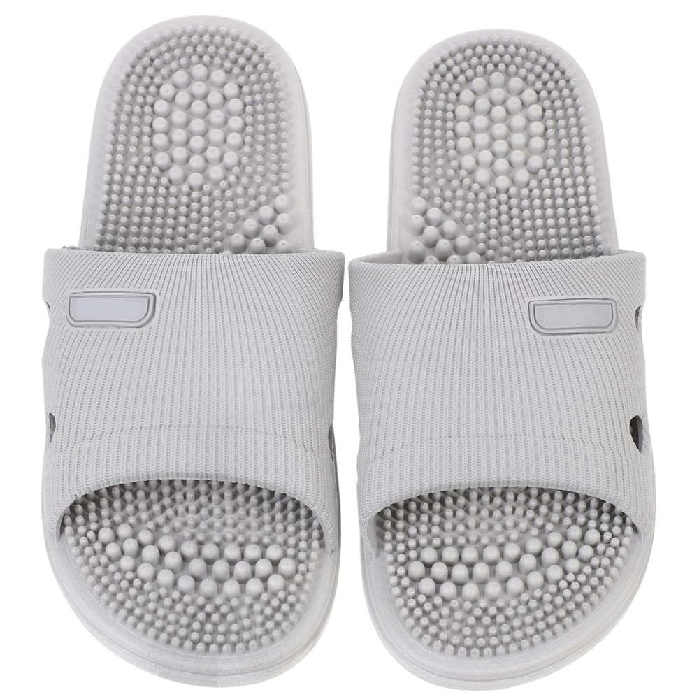 Milisten Non Slip Mens Slippers Summer Household Indoor Footwear with Massaging Soft Sole Unisex Sandals for Shower and Home Use Light Grey Size 8-9
