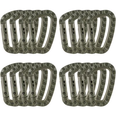 16 Pack Tactical Carabiners Keychain D Rings Spring Snap Gear Clip Utility Hooks Backpack Hanging Buckle Travelling for Camping