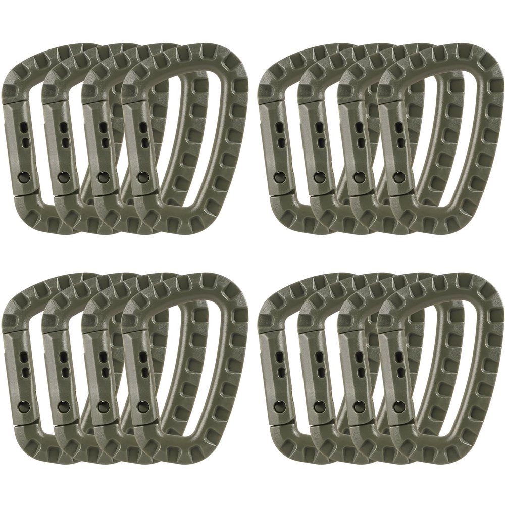16 Pack Tactical Carabiners Keychain D Rings Spring Snap Gear Clip Utility Hooks Backpack Hanging Buckle Travelling for Camping