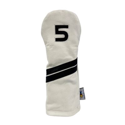 Sunfish White and Black Leather Golf Club Headcover Fairway 5 Wood