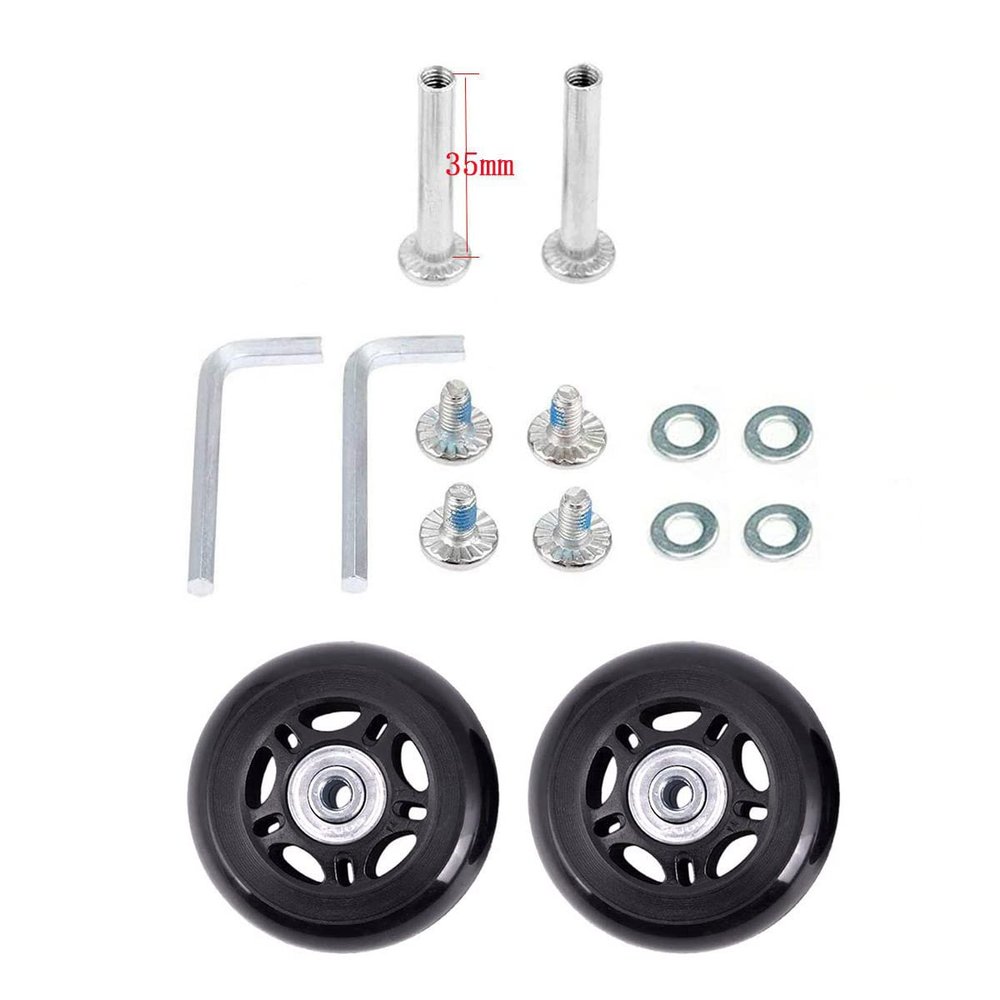 Byaning 2 Sets Luggage Suitcase Wheels Replacement,60/64/68/70/75/78mm Inline Outdoor Skate Replacement Wheels,Rubber Swivel Caster Wheels Repair Kits (OD:60 W:18 ID:6 Axles: 35)
