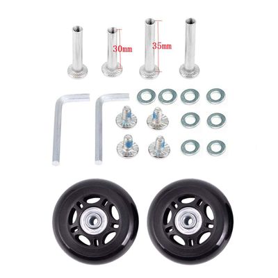 Byaning 2 Sets Luggage Suitcase Wheels Replacement,60/64/68/70/75/78mm Inline Outdoor Skate Replacement Wheels,Rubber Swivel Caster Wheels Repair Kits (OD:64 W:18 ID:6 Axles: 30 & 35)