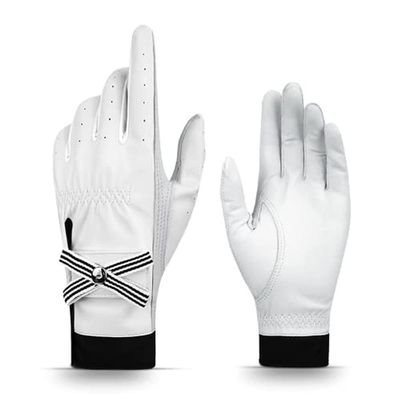 Biggold Golf Gloves Left Hand and Right Handed Women Sheepskin Glove Ladies Genuine Leather Elegant Sport Gloves Anti-Slip Training Mittens 1 Pair (White,18)