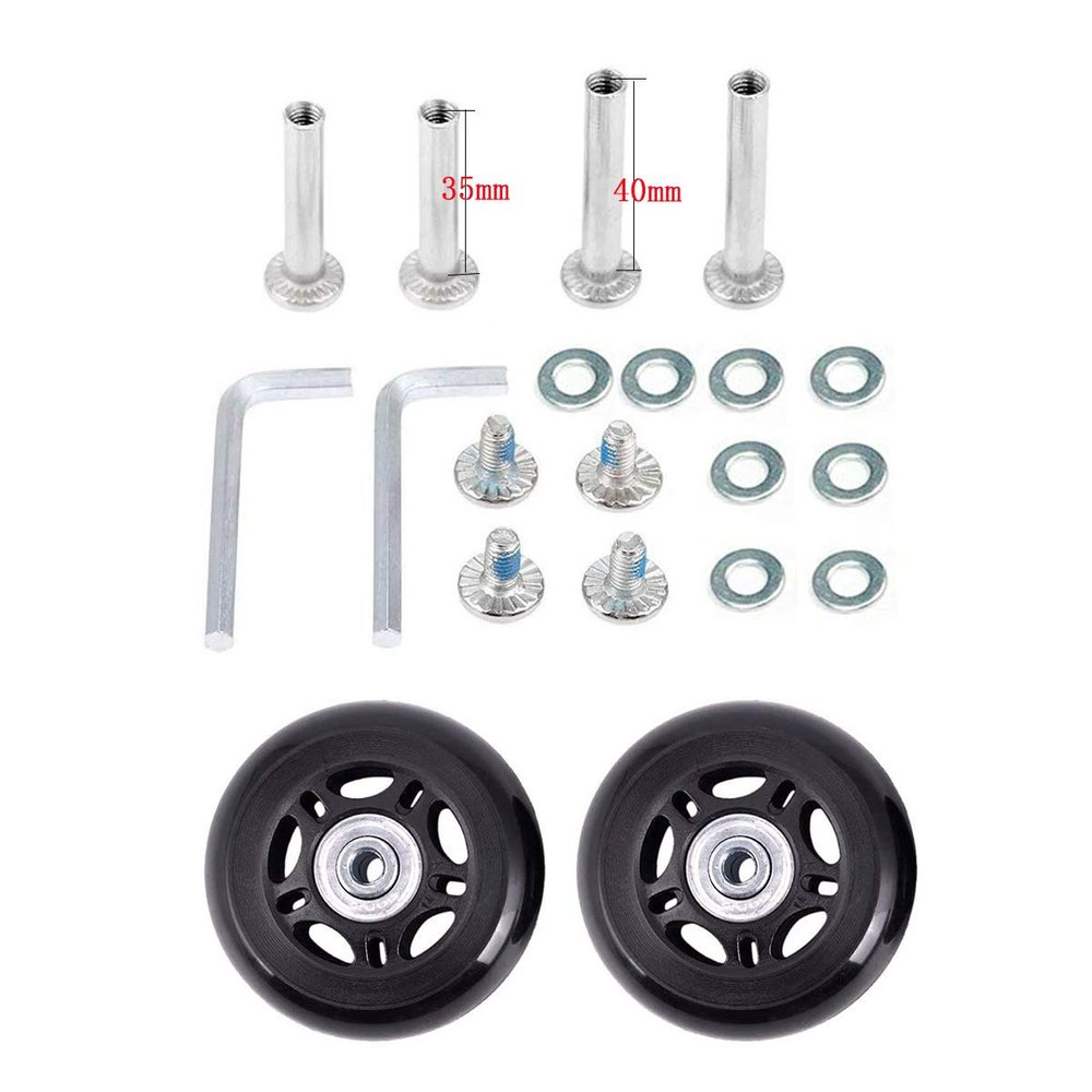 Byaning 2 Sets Luggage Suitcase Wheels Replacement,60/64/68/70/75/78mm Inline Outdoor Skate Replacement Wheels,Rubber Swivel Caster Wheels Repair Kits (OD:78 W:24 ID:6 Axles: 35 & 40)
