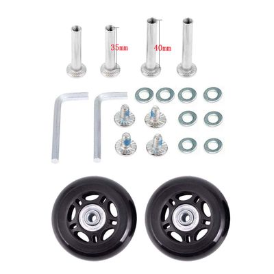 Byaning 2 Sets Luggage Suitcase Wheels Replacement,60/64/68/70/75/78mm Inline Outdoor Skate Replacement Wheels,Rubber Swivel Caster Wheels Repair Kits (OD:75 W:24 ID:6 Axles: 35 & 40)