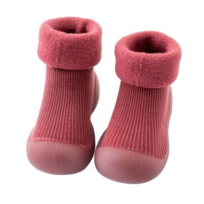 Toddler Baby Sock Shoes Non- Sole Floor Slipper Boys Girls Breathable Thick Indoor Outdoor Winter Warm Shoes Socks. / (Wine, 24)