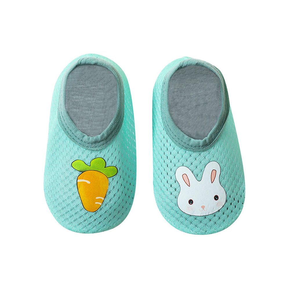 Toddler Baby Boys Girls Animal Print Rabbit Carrot Cartoon Breathable Floor Socks Barefoot Aqua Socks Non-Slip Shoes. / (Green, 12-15Months)