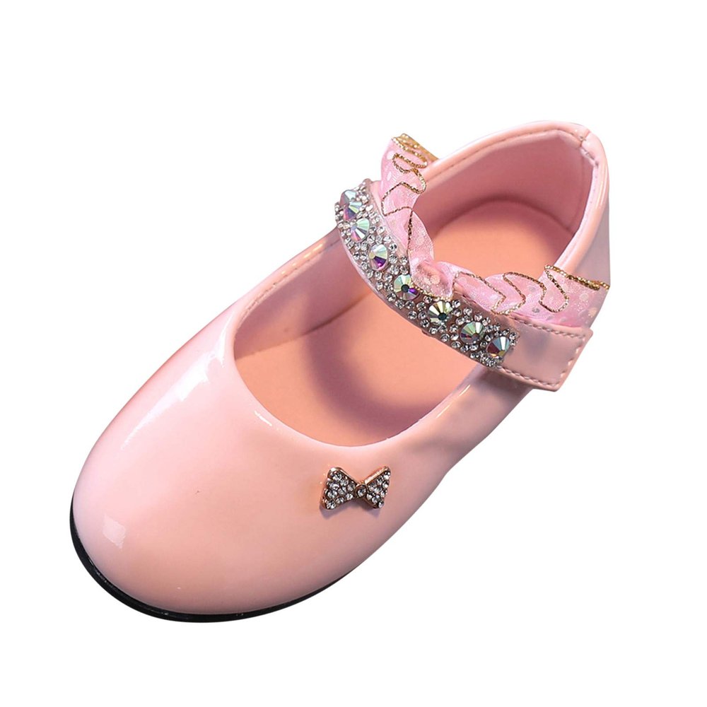 Toddler Babys Solid Dress Shoes Princess Crystal High Heels Party Wedding Flower Kids Girls Shoes for Kids Shoes. / (Pink, 9.5-10Years)