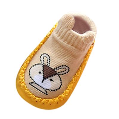 Infant Baby Socks Shoes Indoor Floor Slipper Anti-Slip Soft Sole Protect Toes Baby Booties Newborn Cartoon Shoes Boots. / (Yellow, 12)