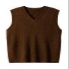 zhilifs Mens V-Neck Knitted Sweater Sleeveless Pullover Knitwear Vest Solid Plain Loose Fit All Match Sweater Tops_Chocolate_XXX-Large view 1
