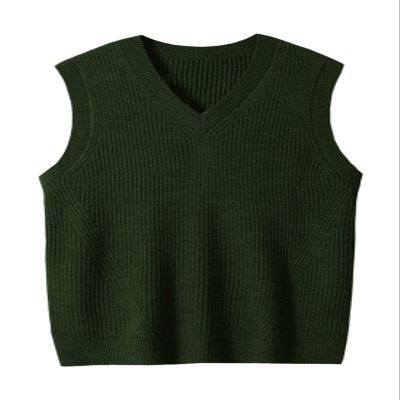 zhilifs Mens V-Neck Knitted Sweater Sleeveless Pullover Knitwear Vest Solid Plain Loose Fit All Match Sweater Tops_Dark Green_XXX-Large