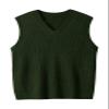 zhilifs Mens V-Neck Knitted Sweater Sleeveless Pullover Knitwear Vest Solid Plain Loose Fit All Match Sweater Tops_Dark Green_XXX-Large view 1