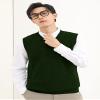 zhilifs Mens V-Neck Knitted Sweater Sleeveless Pullover Knitwear Vest Solid Plain Loose Fit All Match Sweater Tops_Dark Green_XXX-Large view 2