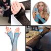 Lastclream 80s Fishnet Sleeves for Women Cosplay Costume Party Accessories Fingerless Mesh Fishnet Gloves (Wathet Blue) view 3