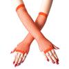 Lastclream 80s Fishnet Sleeves for Women Cosplay Costume Party Accessories Fingerless Mesh Fishnet Gloves (Orange) view 1
