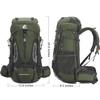 Bseash 60L Hiking Camping Backpack with Rain Cover, Waterproof Large Capacity Outdoor Sport Travel Daypack Climbing Touring (Army Green) view 2
