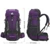 Bseash 60L Hiking Camping Backpack with Rain Cover, Waterproof Large Capacity Outdoor Sport Travel Daypack Climbing Touring (Purple) view 2