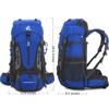 Bseash 60L Hiking Camping Backpack with Rain Cover, Waterproof Large Capacity Outdoor Sport Travel Daypack Climbing Touring (Blue) view 2