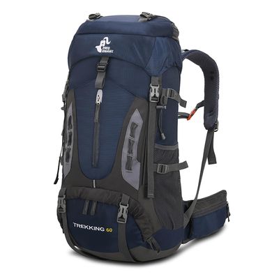 Bseash 60L Hiking Camping Backpack with Rain Cover, Waterproof Large Capacity Outdoor Sport Travel Daypack Climbing Touring (Navy Blue)
