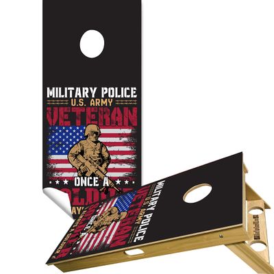 Beerpongtoss Cornhole Board Wraps, 30+ Designs Cornhole Decals and Wraps for Boards (Set of 2), Bean Bag toss Wrap Stickers (Military Power Veteran)
