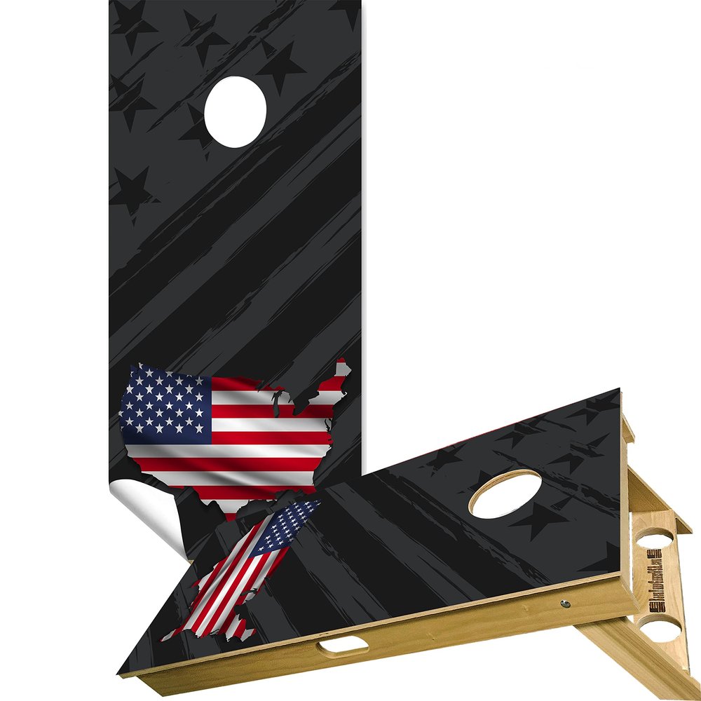 Beerpongtoss Cornhole Board Wraps, 30+ Designs Cornhole Decals and Wraps for Boards (Set of 2), Bean Bag toss Wrap Stickers (USA map)