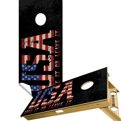 Beerpongtoss Cornhole Board Wraps, 30+ Designs Cornhole Decals and Wraps for Boards (Set of 2), Bean Bag toss Wrap Stickers (Love it or Leave it)