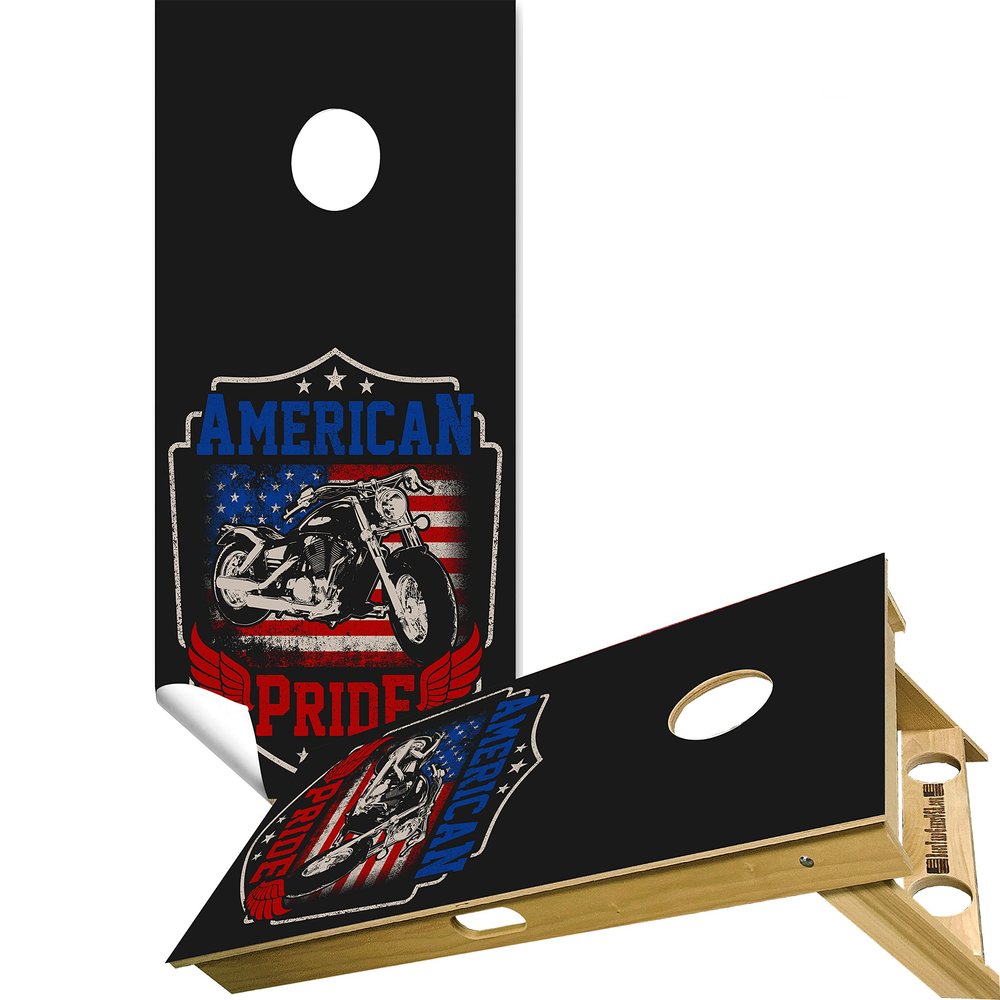 Beerpongtoss Cornhole Board Wraps, 30+ Designs Cornhole Decals and Wraps for Boards (Set of 2), Bean Bag toss Wrap Stickers (American Pride)