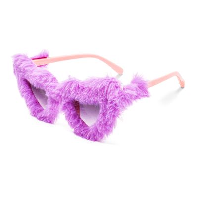 ailov Heart Fluffy Sunglasses for Women, Fuzzy Framed Adult Fashion Glasses for Festivals, Costume Events. Party Accessories (Purple)