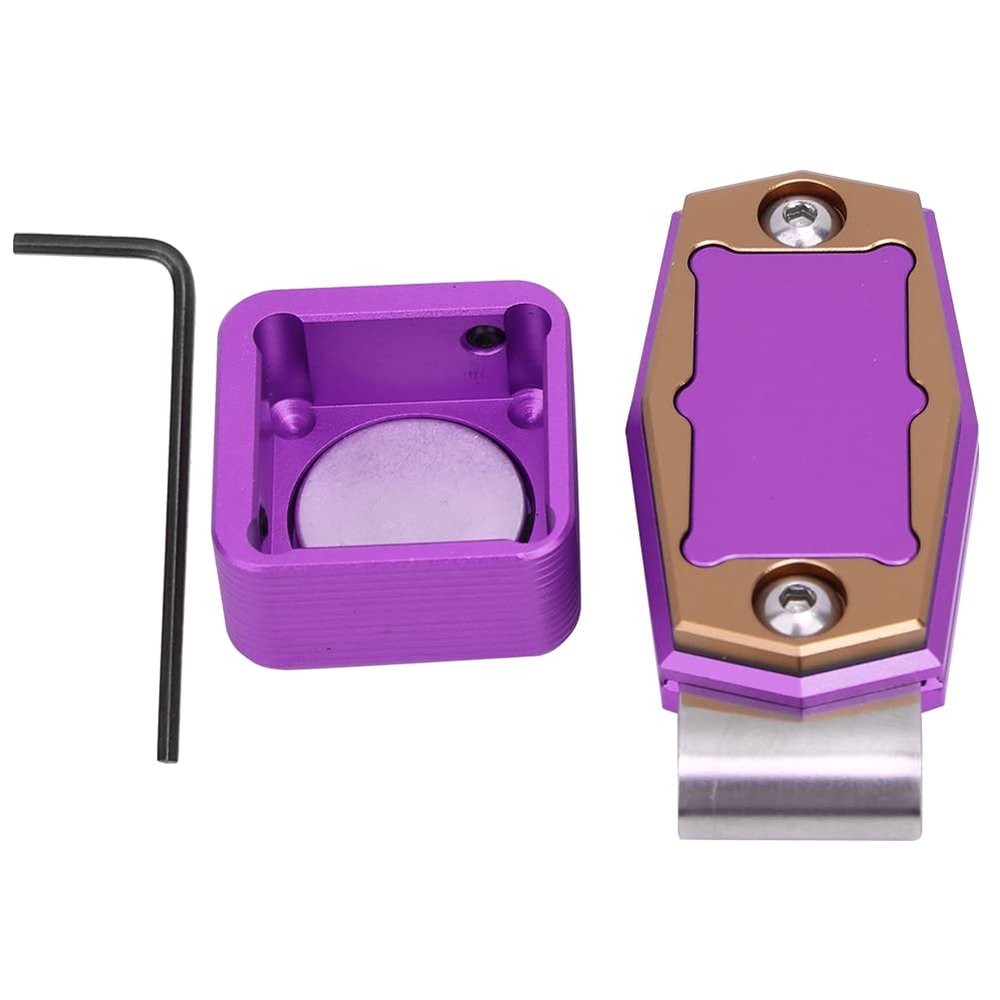 SMICH Billiard Pool Chalk Holder, Portable Billiard Chalk Holder Aluminum Magnetic with Fixed Clip for Billiards Accessories for Billiard(Purple)
