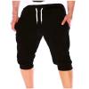 snowshine Men's 3/4 Jogger Capri Pants Elastic Drawstring Waist Sweatpants Casual Workout Gym Below Knee Shorts with Pockets Black view 1