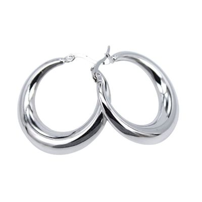 Moon Round Creole Hoop Earrings for Women 925 Sterling Silver Statement Fine Jewelry Female Gifts Fashion