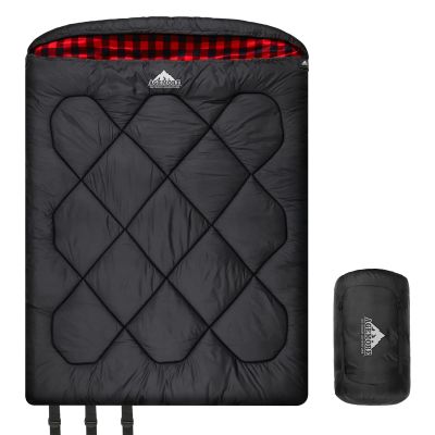 AGEMORE 0 Degree Double Sleeping Bag for Adults, Cotton Flannel Lined 2 Person Queen Size Sleeping Bag for Winter, Double Wide & Warm for Family Couples Camping Or RV Traveling