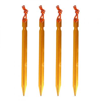 4PCS Tent Stakes, Camping Aluminum Tent Pegs for Outdoor Tent & Tarp, Lightweight Nails Tent Stakes Heavy Duty Spikes Camping Accessories(Gold)