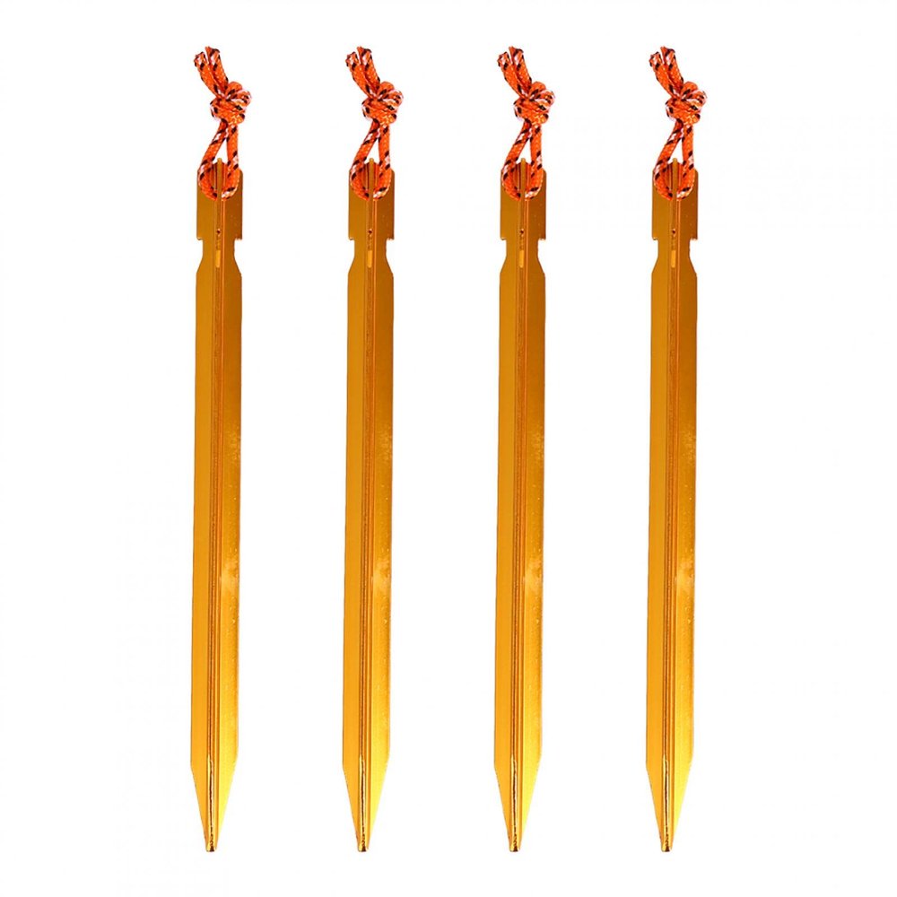 4PCS Tent Stakes, Camping Aluminum Tent Pegs for Outdoor Tent & Tarp, Lightweight Nails Tent Stakes Heavy Duty Spikes Camping Accessories(Gold)