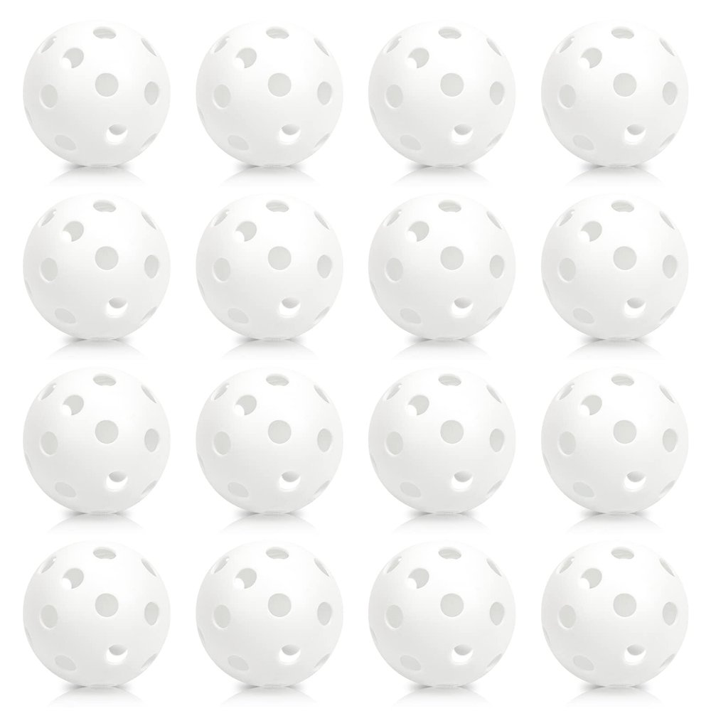 Bac-kitchen 16 Pack 2.83 Inch Plastic Baseballs,Plastic Training Balls Lightweight Hollow Softballs with Drawstring Bag for Hitting Indoor Outdoor (White)
