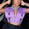 Bnigung Women's Sexy Crop Cargo Vest Sleeveless Buckle Zip Up Vest Jacket Tops Steampunk Streetwear with Pockets(Purple,S) view 2