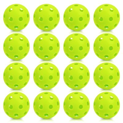 16 Pack 2.83 Inch Plastic Baseballs Pickleball Practice Hollow Softball Training Balls Lightweight Batting Practice Balls Plastic Softballs for Hitting Indoor Outdoor (Chartreuse)