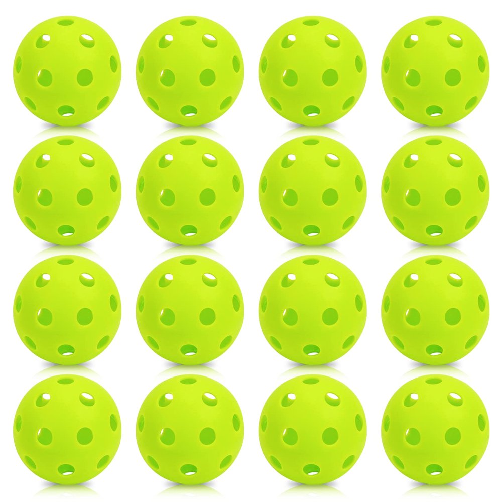 16 Pack 2.83 Inch Plastic Baseballs Pickleball Practice Hollow Softball Training Balls Lightweight Batting Practice Balls Plastic Softballs for Hitting Indoor Outdoor (Chartreuse)