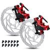 TOBWOLF 1 Pair Mechanical Disc Brake Kit, MTB Front & Rear Disc Brake Caliper with 160mm Rotor, Dual Piston Mechanical Disc Brake Set, Bicycle Accessories for Mountain Bike, Road Bike, BMX - Red view 1