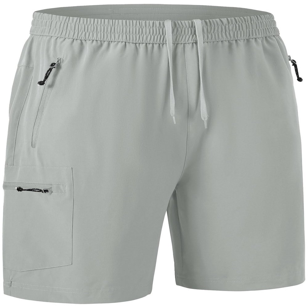 Rdruko Men's Work Hiking Shorts Lightweight Quick Dry Outdoor Cargo Shorts with Pockets(Light Gray, US XXXL)