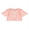 easyforever Girls Ruffled Short Sleeve Lace Hollow Floral Crochet Knitted Bolero Shrug Top Cardigan Shrug Dress Cover up 9Pink Love 6-8 Years view 1