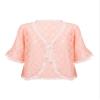 easyforever Girls Ruffled Short Sleeve Lace Hollow Floral Crochet Knitted Bolero Shrug Top Cardigan Shrug Dress Cover up 9Pink Love 6-8 Years view 3