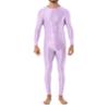 Jhaoyu Men 2 Piece Workout Set Compression Crew Neck Long Sleeve Shirt with Pants Sports Tight Base Layer Top Lavender Large view 1