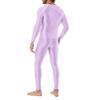 Jhaoyu Men 2 Piece Workout Set Compression Crew Neck Long Sleeve Shirt with Pants Sports Tight Base Layer Top Lavender Large view 2