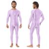Jhaoyu Men 2 Piece Workout Set Compression Crew Neck Long Sleeve Shirt with Pants Sports Tight Base Layer Top Lavender Large view 3