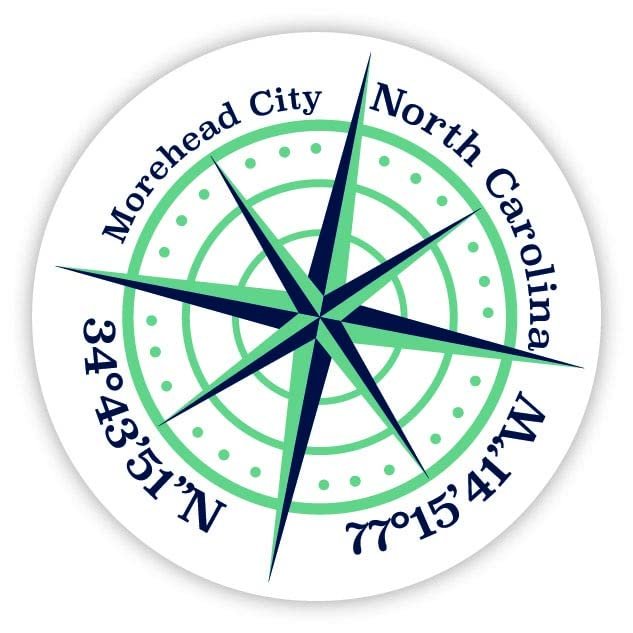 Morehead City North Carolina 2-Inch Vinyl Decal Sticker Latitude Longitude Compass Design