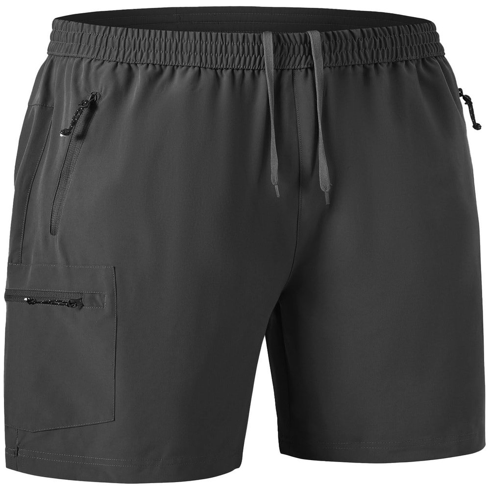 Rdruko Men's Work Hiking Shorts Lightweight Quick Dry Outdoor Cargo Shorts with Pockets(Dark Gray, US L)