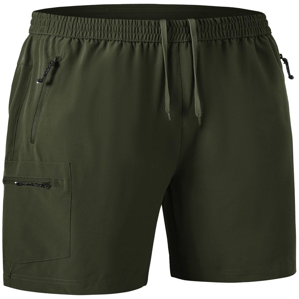 Rdruko Men's Outdoor Work Hiking Shorts Water Resistant Stretch Cargo Shorts Elastic Waist(Army Green, US XXL)