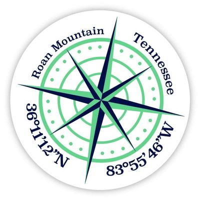 Roan Mountain Tennessee 4-Inch Vinyl Decal Sticker Latitude Longitude Compass Design